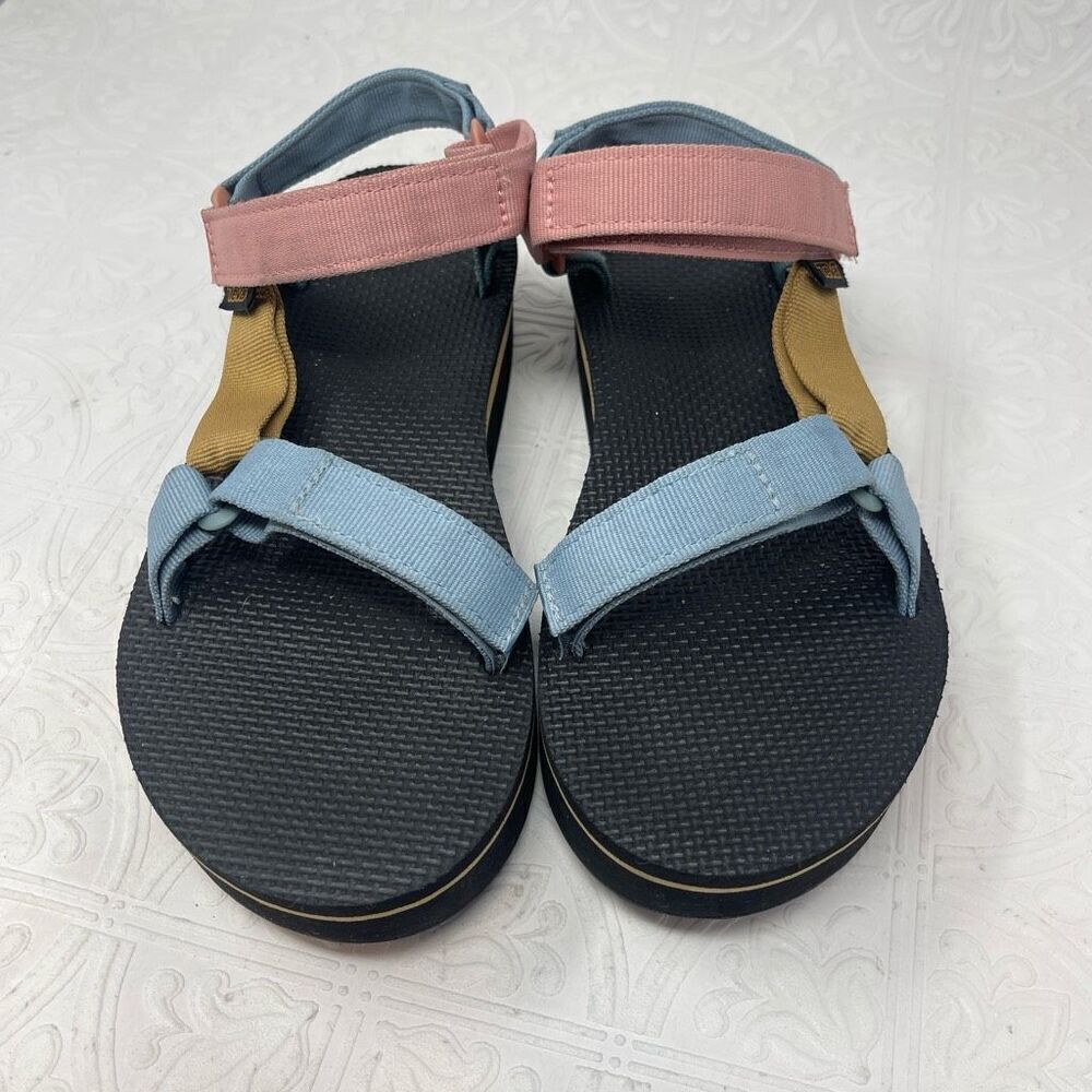 Teva Black Multi Pastel Color Block Universal Flatform Sport Sandal Size 10